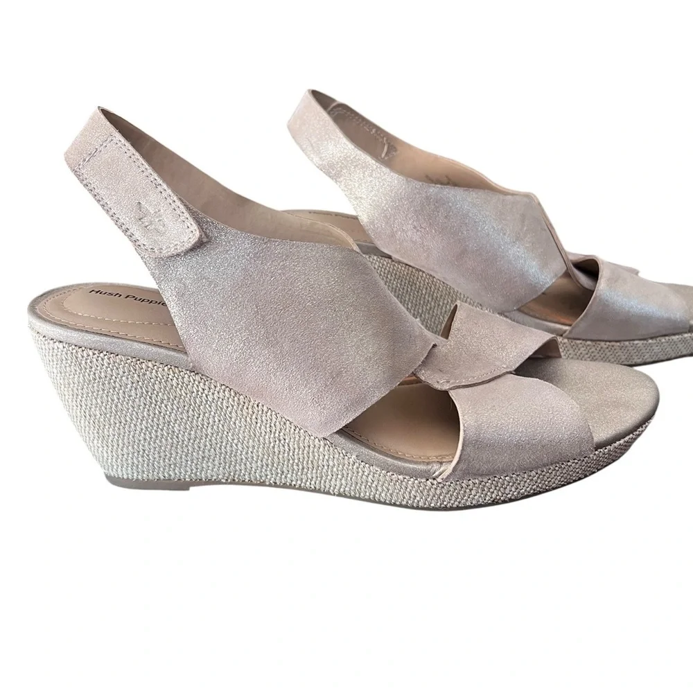 Hush Puppies Bronze Metallic Wedge Sandals 9.5